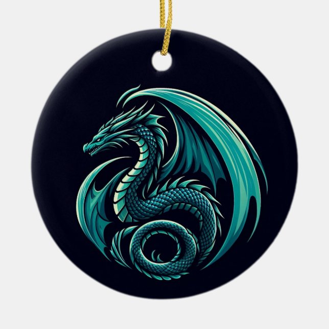 Décoration En Céramique Dragon turquoise aussi (Devant)