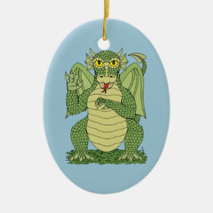 Décoration En Céramique Dragon vert mignon