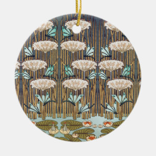 Décoration En Céramique Dragonflies Water Lilies Marais Art Nouveau