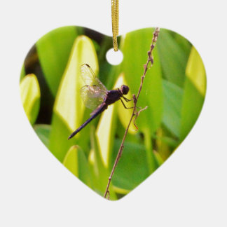 Décoration En Céramique Dragonfly Blue et noir sur l'herbe.