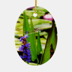 Décoration En Céramique Dragonfly lotus and purple flower