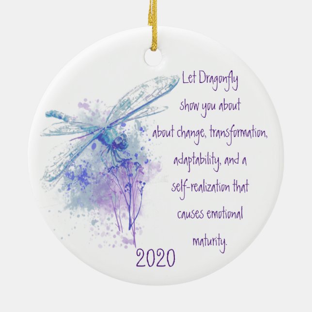Décoration En Céramique Dragonfly Totem Animal Guide Aquarelle Nature Art (Dos)