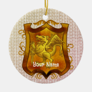Décoration En Céramique Dragons Shield Famille Crest Nom