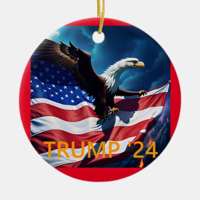 Décoration En Céramique Drapeau américain Aigle TRUMP 2024 (Devant)
