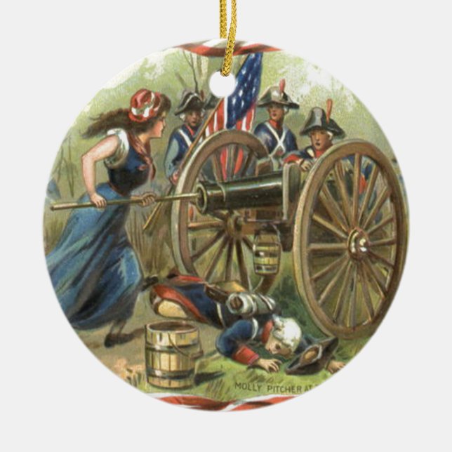 Décoration En Céramique Drapeau américain Molly Pitcher Canon (Devant)