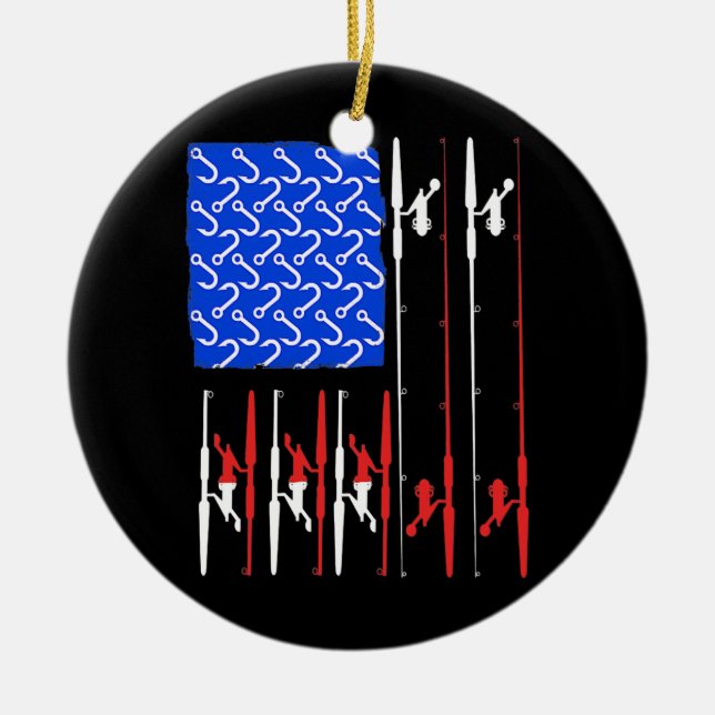 Décoration En Céramique Drapeau américain Pêcheur Pêcheur Pêcheur de poiss (Devant)