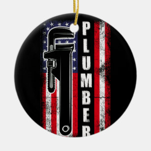 Décoration En Céramique Drapeau américain Vintage Plumber Wrench