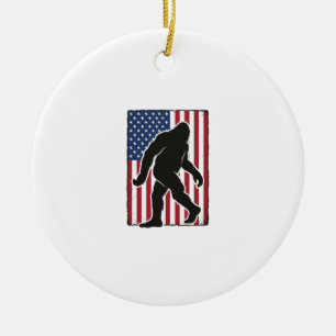 Décoration En Céramique Drapeau américain vintage silhouette Bigfoot vecte