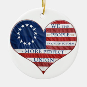 Décoration En Céramique Drapeau américain We The People en forme de cœur