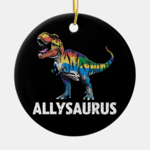 Décoration En Céramique Drapeau arc-en-ciel de dinosaure LGBT Allysaurus A
