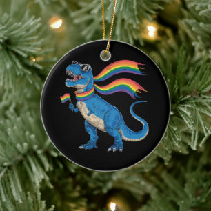 Décoration En Céramique Drapeau arc-en-ciel Dino Trex Fierté gay allié LGB