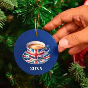Décoration En Céramique Drapeau britannique arbre de Noël