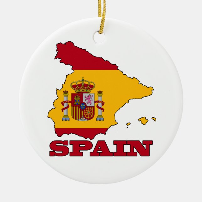Décoration En Céramique Drapeau dans la carte de l'Espagne (Devant)