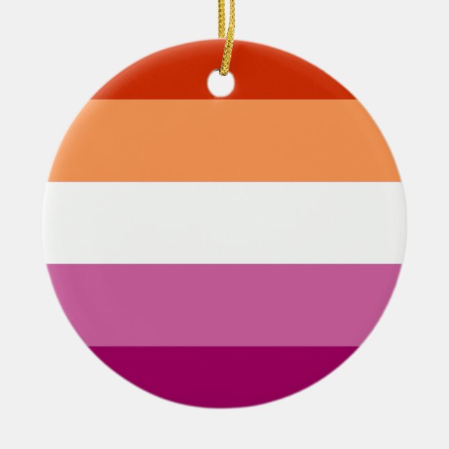 Décoration En Céramique Drapeau de fierté lesbienne (5 bandes) (Devant)