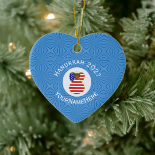 Décoration En Céramique Drapeau de Hanukkah Black Angel USA Personnalisé
