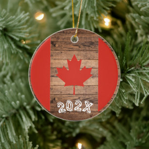Décoration En Céramique Drapeau de la feuille d'érable du Canada Nom perso