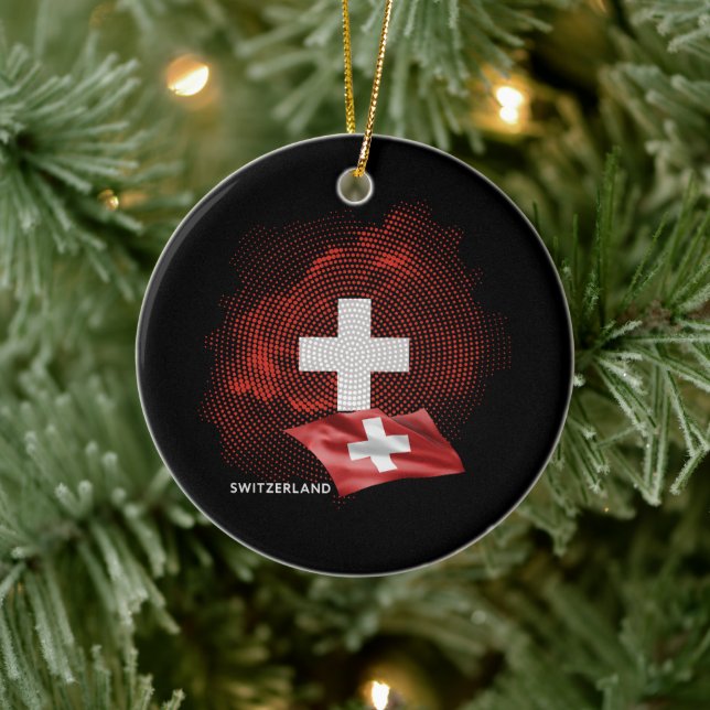 Décoration En Céramique Drapeau de la Suisse (Arbre)