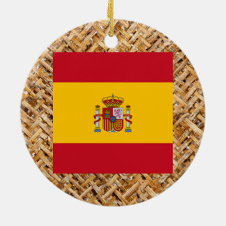 Décoration En Céramique Drapeau de l'Espagne sur le textile orienté