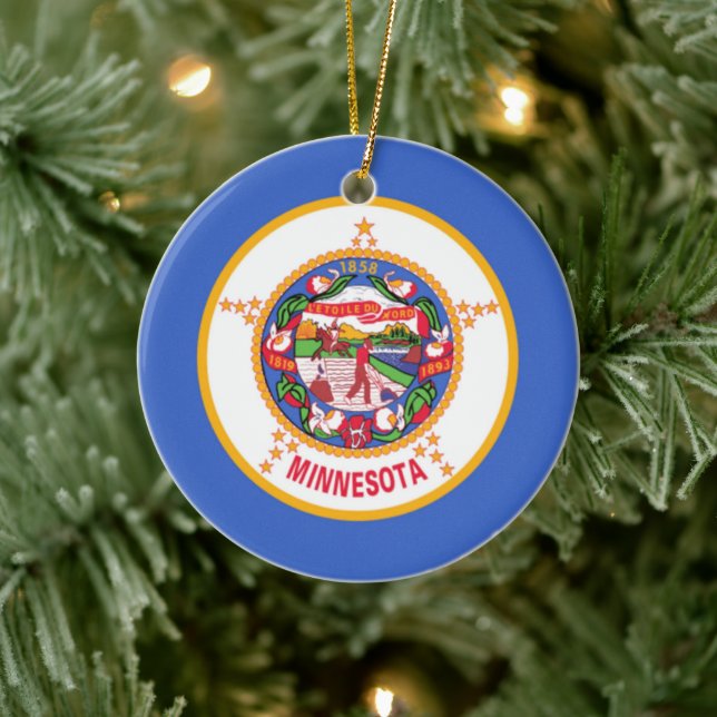 Décoration En Céramique Drapeau de l'État du Minnesota (Arbre)