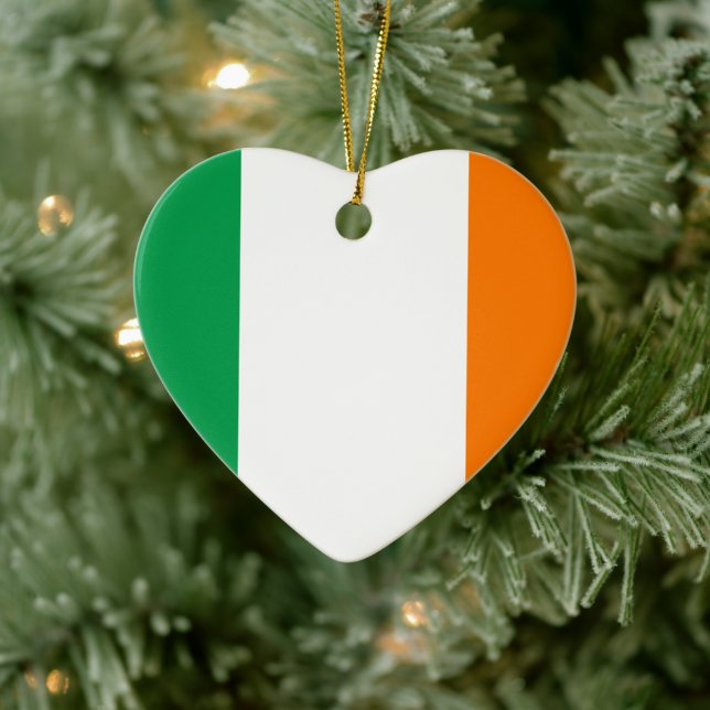 Décoration En Céramique Drapeau de l'Irlande Coeur (Arbre)