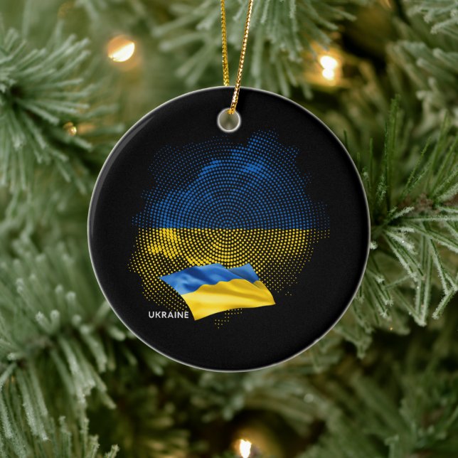 Décoration En Céramique Drapeau de l'Ukraine (Arbre)
