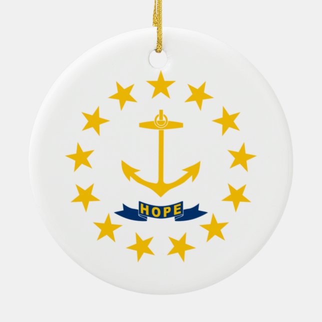Décoration En Céramique Drapeau de Rhode Island (État des États-Unis) (Dos)