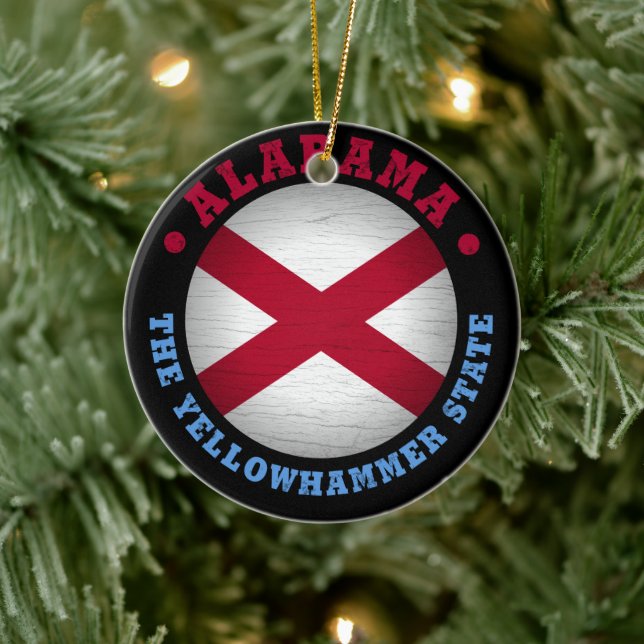 DÉCORATION EN CÉRAMIQUE DRAPEAU D'ÉTAT D'ALABAMA (Arbre)