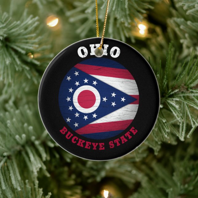 DÉCORATION EN CÉRAMIQUE DRAPEAU D'ÉTAT OHIO BUCKEYE (Arbre)