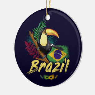 Décoration En Céramique Drapeau du toucan vintage du Brésil Masque de samb
