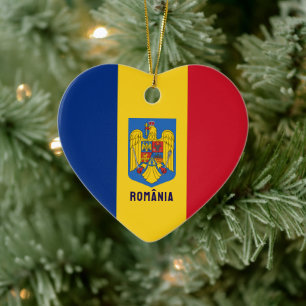 Décoration En Céramique Drapeau et armoiries de Roumanie