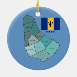 Décoration En Céramique Drapeau et carte des Barbade