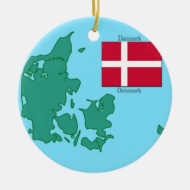 Décoration En Céramique Drapeau et carte du Danemark (Devant)