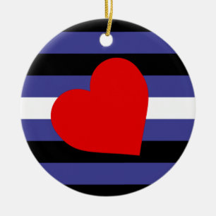 Décoration En Céramique Drapeau et coeur de la Fierté en cuir
