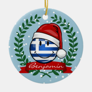Décoration En Céramique Drapeau grec style Noël