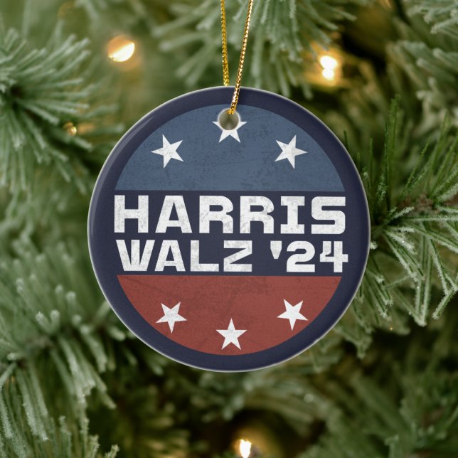 Décoration En Céramique Drapeau Harris Walz 2024 Campagne USA (Arbre)