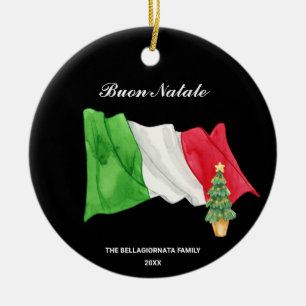 Décoration En Céramique *~* Drapeau italien Italie Buon Natale Photo Noël