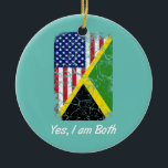 Décoration En Céramique Drapeau jamaïcain Oui Je suis les deux racines jam<br><div class="desc">Jamaica American Flag Oui Je suis à la fois jamaïcain Roots Patriot Gift. Un cadeau parfait pour votre père, maman, papa, hommes, femmes, amis et membres de la famille le jour de Thanksgiving, Noël, Fête des mères, Fête des pères, 4 juillet, 1776 Jour indépendant, Fête des anciens combattants, Fête de...</div>