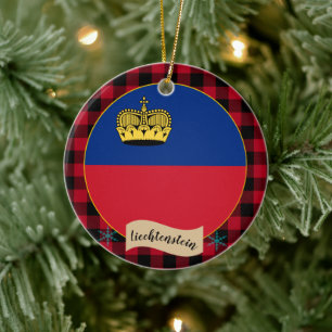 Décoration En Céramique Drapeau Liechtenstein, Plaid de buffle rouge, patr