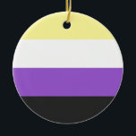 Décoration En Céramique Drapeau Non-Binaire<br><div class="desc">Drapeau Non-Binaire,  non-Binaire,  non binaire,  enby,  nonbinary,  fierté,  drapeau,  agender,  genderless,  genre,  pangender,  bigender</div>