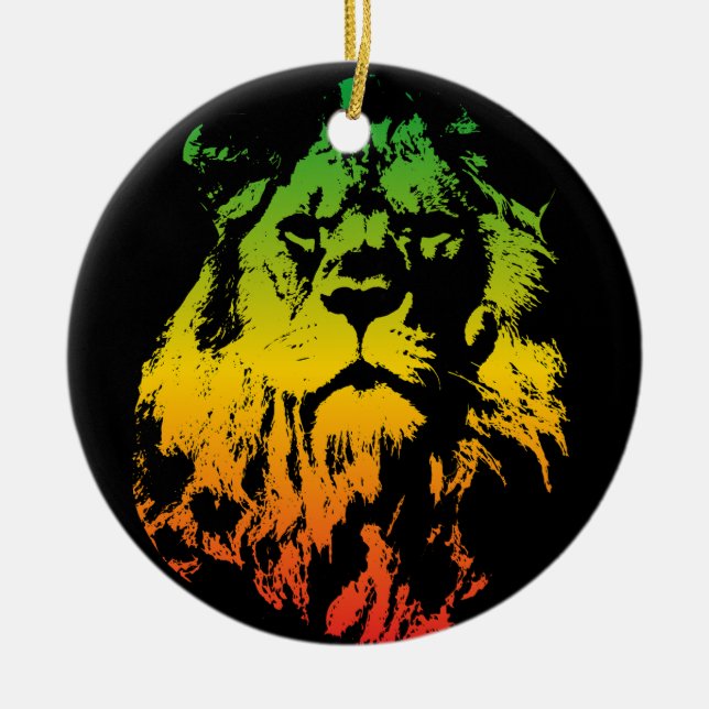 Décoration En Céramique Drapeau Rasta Couleurs Lion Joyeux Noël (Devant)