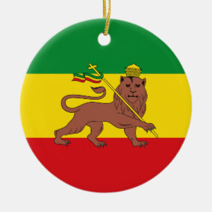 Décoration En Céramique Drapeau rastafarien d'Ethiopie Lion de Juda Postca