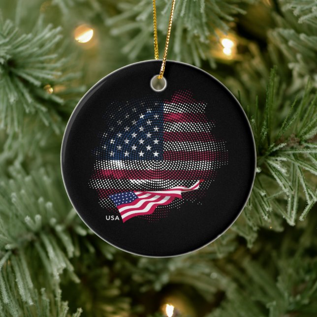 Décoration En Céramique Drapeau USA (Arbre)