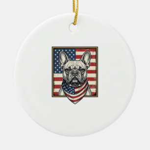Décoration En Céramique Drapeau vintage patriotique Bouledogue français