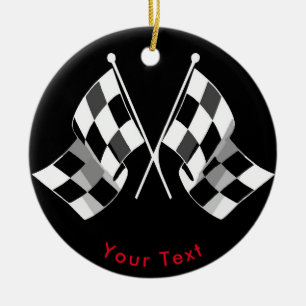 Décoration En Céramique Drapeaux Checkered croisés d'emballage automatique