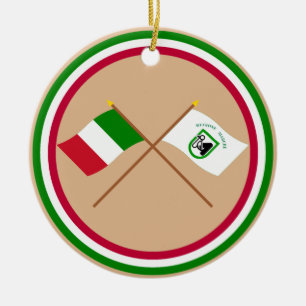 Décoration En Céramique Drapeaux croisés par Marche de l'Italie et du le