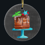 Décoration En Céramique Dreaming of a Sweet Christmas !<br><div class="desc">Le Handpainted watercolor on chalkboard,  Christmas cake for the sweetest season of the year.</div>