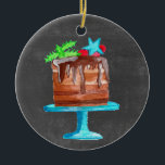 Décoration En Céramique Dreaming of a Sweet Christmas !<br><div class="desc">Le Handpainted watercolor on chalkboard,  Christmas cake for the sweetest season of the year.</div>