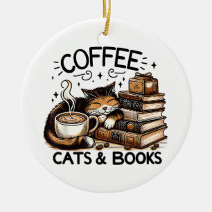 Décoration En Céramique Drôle Cute Coffee Cats Livres Lover Idea Cadeau Fe