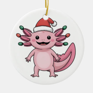Décoration En Céramique Drôle de chapeau de Noël Santa Axolotl Xmas tenue