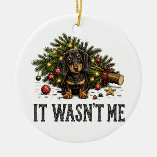 Décoration En Céramique Drôle de Dachshund Noël Ce n'était pas moi